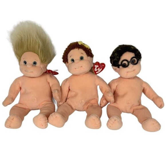 Ty Beanie Kids Lot of 3 Specs Curly Angel Nude Soft Dolls 10 inch Vtg 90s - Picture 1 of 15